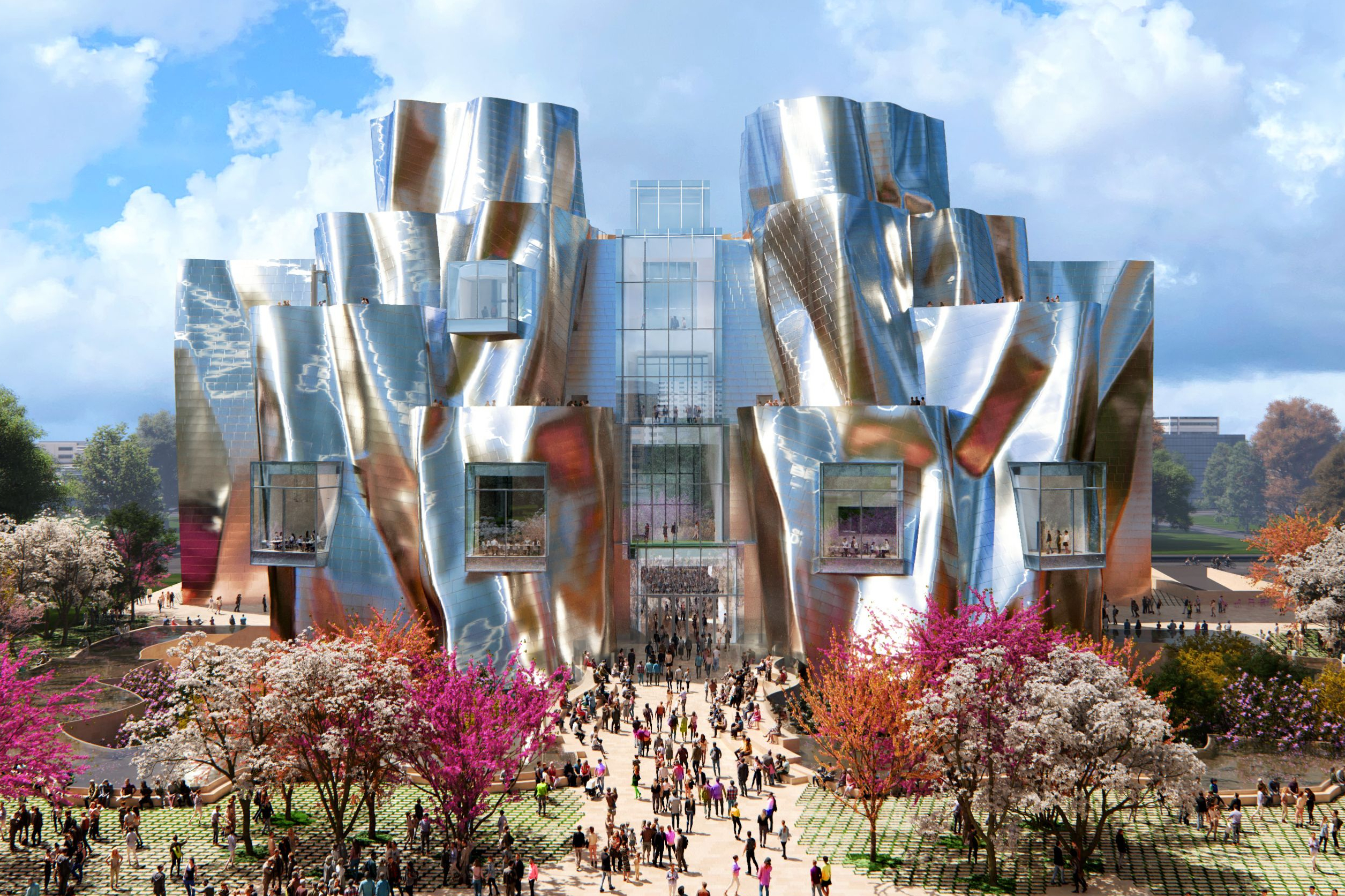 波浪般不鏽鋼曲面折射光影，創造自然對話，提升城市美學活力。