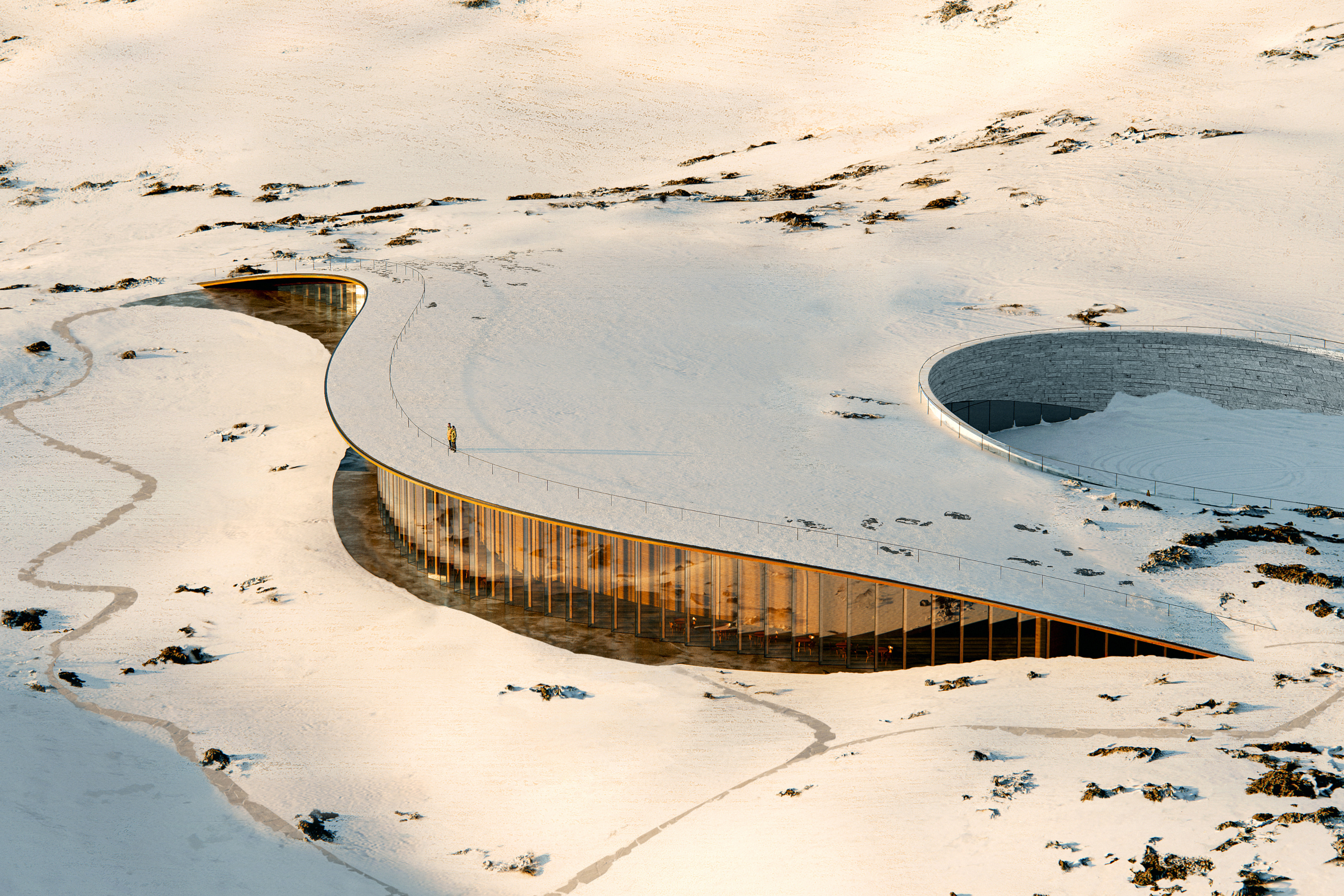 以冰原雪紋為靈感的 Nunavut Inuit Heritage Centre，以配合地景的流體建築設計，讓建築成為景觀的一部分。